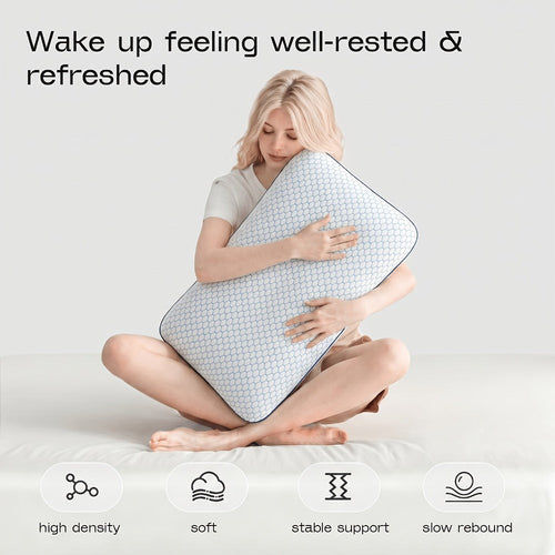 Bed Pillow for Side, Back & Stomach Sleepers ¨C Washable Cover, Breathable Mesh, Standard Size ¨C Blue & Grey