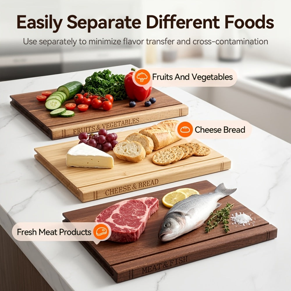 Acacia Wood Cutting Board Set 3 Piece with Stand Book Shaped Decorative Chopping Board for Vegetables Cheese Bread Meat Kitchen Gift Set
