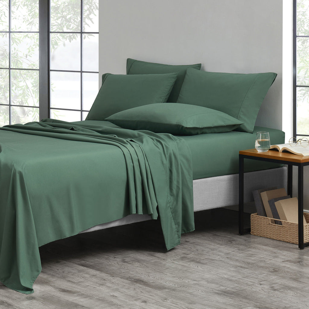Bamboo Sheet Set 6 Piece Cooling Bed Sheets with Deep 16 Inch Pockets - 2000 Thread Count Microfiber Bamboo Blend Fitted Flat Sheets Pillowcases Twin Full Queen King Cal King