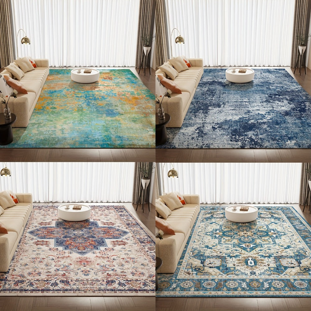 Tie-Dye Area Rug Retro Vintage Style Machine Washable Soft Floor Mat - Durable Indoor Outdoor Rug for Living Room Bedroom Kitchen, Colorful Boho Tie Dye Pattern Cozy Home Decor 5x7 8x10 9x12ft