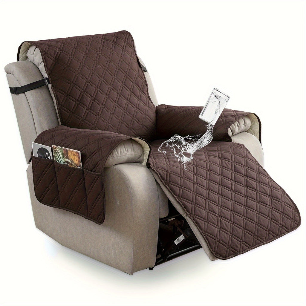 Recliner Chair Cover Waterproof Dual-Layer with Side Pockets Non-Slip Scratch Resistant Machine Washable Pet Protection 11 Colors