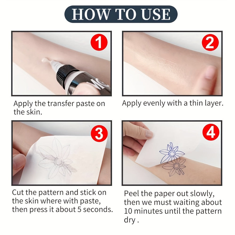 Tattoo Transfer Paper 3 Sheets ¨C Pre-Drawn Stencils with Floral, Paisley, Spiderweb, Snake & Pizza Designs ¨C A4 Size Body Art Stencil Kit for Beginners & Pros, No Electricity Needed