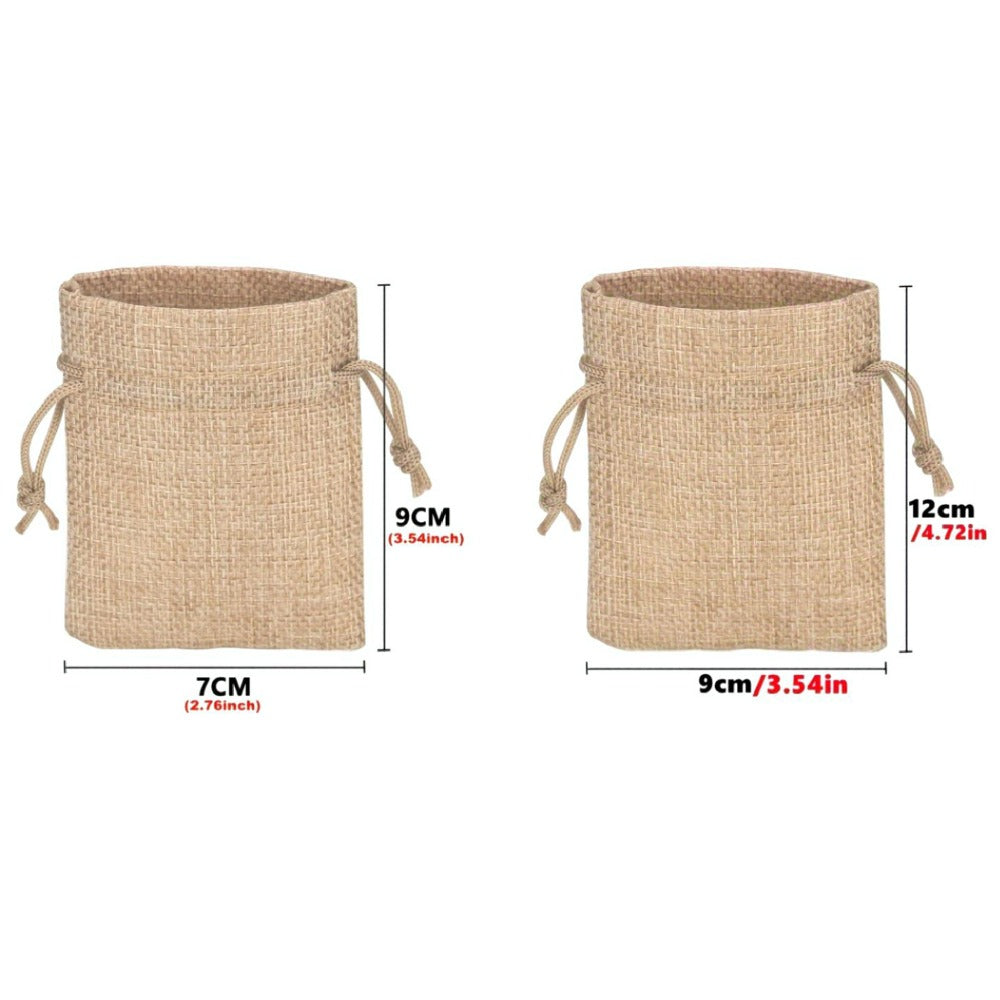 Natural Jute Drawstring Bags 50pcs ¨C Multipurpose Gift Pouches for Party Favors, Wedding, Packaging & Storage