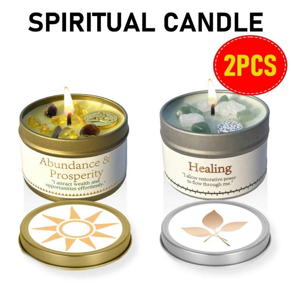 Manifestation Candles Scented Soy Wax with Crystal & Guidance Card for Meditation Yoga Focus | Law of Attraction Abundance Candle | Christmas Birthday Gift for Women