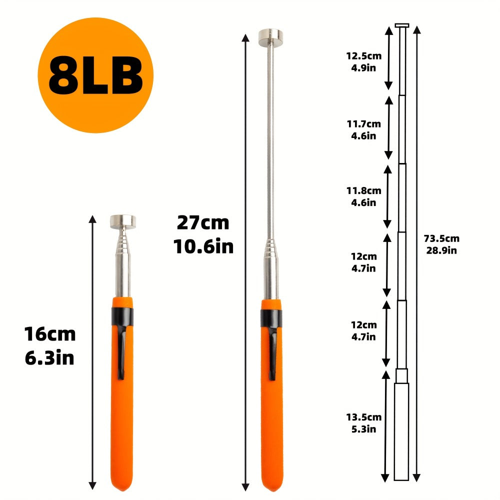 Magnetic Pickup Tool Set Telescopic Extendable - Multi-Strength Magnet Retrieval Tool for Small Metal Parts with Inspection Mirror Tray | 2 5 8 10 15 20 LB | Mechanic Garage Workshop Everyday Use