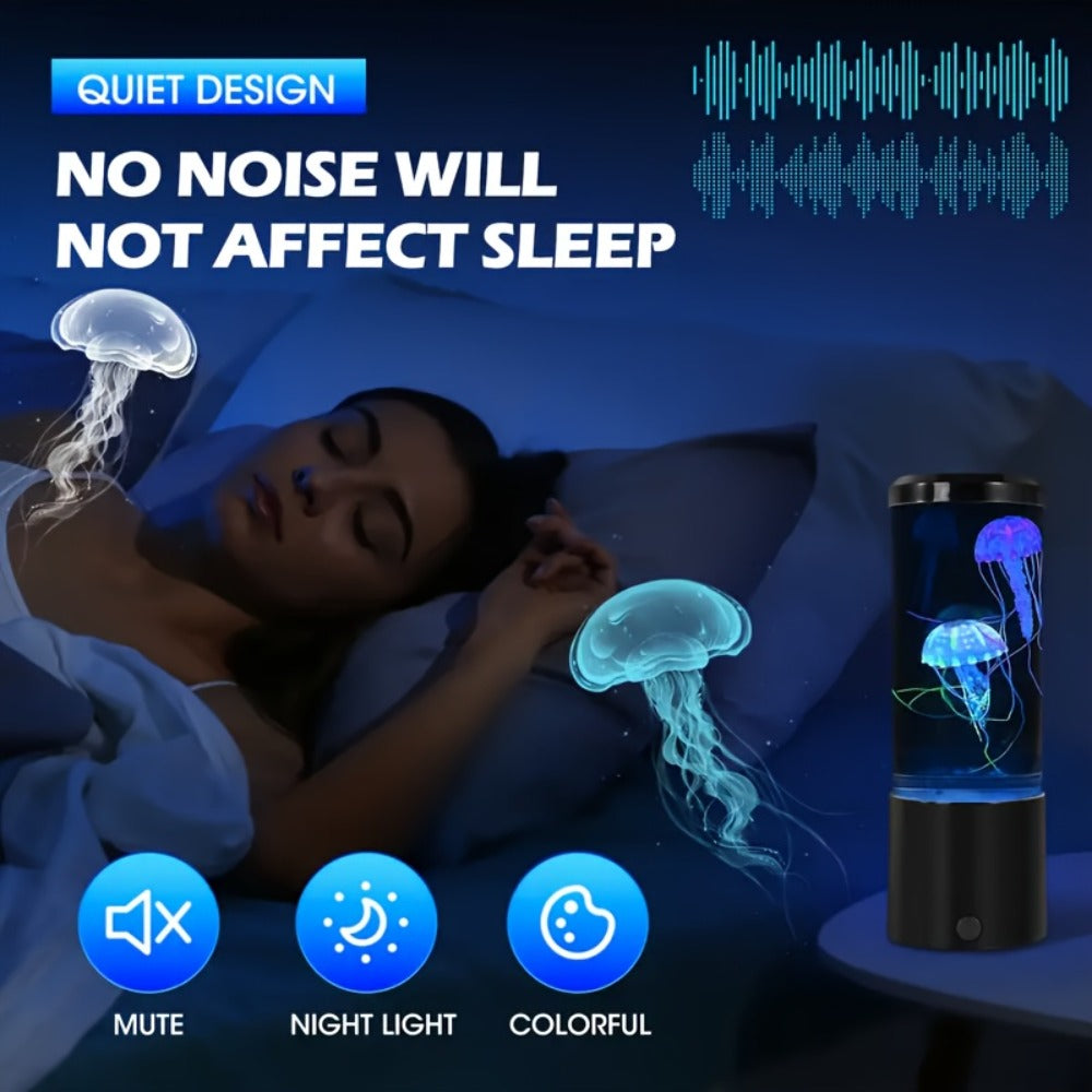 Jellyfish Lamp Deep Sea Atmosphere Night Light - Lifelike Color Changing LED Jellyfish Lava Lamp for Bedroom, Home Decor, Headboard, Easy Install, Soft Glow Nightlight Gift