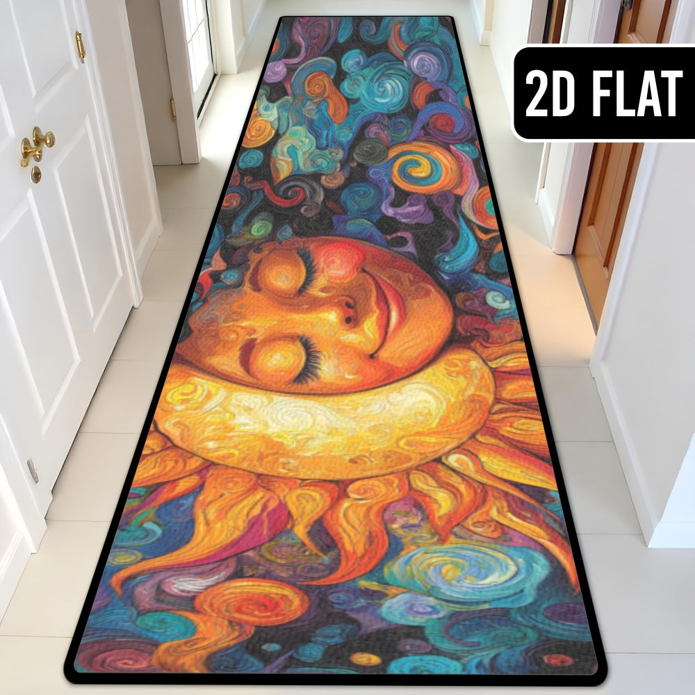 Boho Runner Rug Mandala Non-Slip Washable Soft Polyester Kitchen Hallway Mat Sun Totem Colorful Pattern Living Room Bathroom 5 Designs