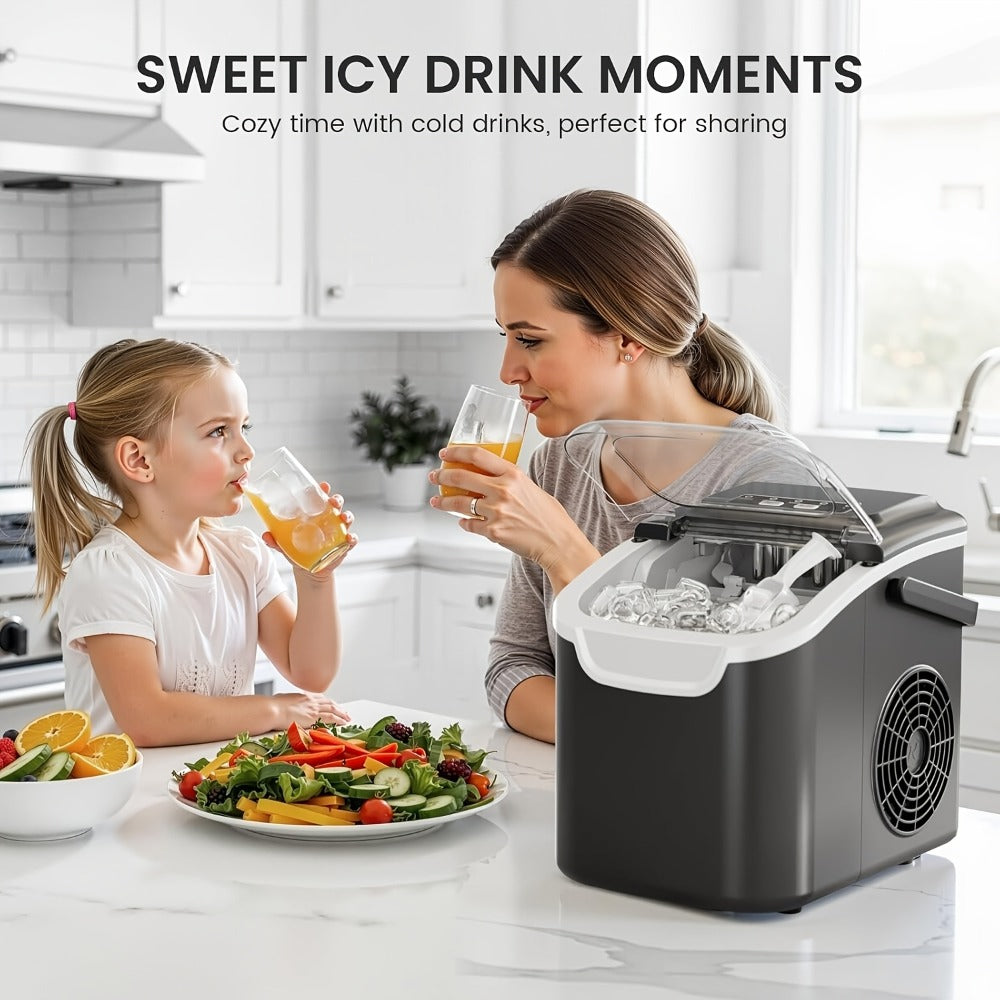 Bullet Ice Maker ¨C 26 Lbs Daily Countertop Ice Machine, Self-Cleaning, Includes Ice Scoop & Basket, Available in Green, White, Black & Grey, Perfect Holiday Gift for Home & Kitchen