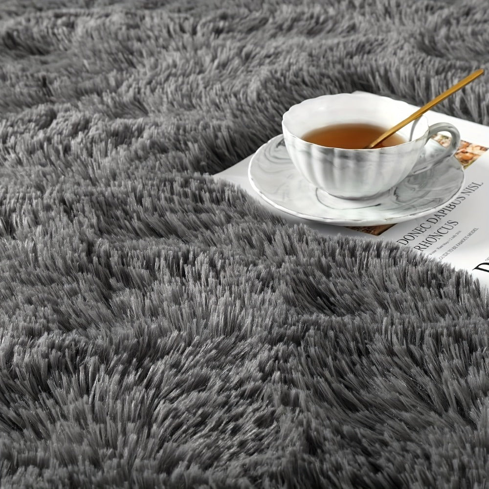 Shaggy Plush Area Rug - Soft Fluffy Carpet for Living Room, Bedroom & Sofa | Non-Slip Machine Washable Tie-Dye & Solid Color Long Pile Rug | Luxury Home Decor Floor Mat in Multiple Sizes & Colors