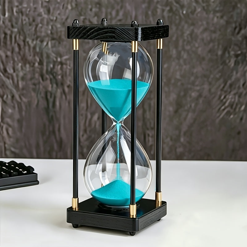 Hourglass Timer 60 Minute Wooden Sand Timer Decorative Glass - Vintage Home Decor for Kitchen, Office & Bedroom | Great Gift for Birthday, Christmas, Valentine's Day & Thanksgiving | 11.81x3.74in