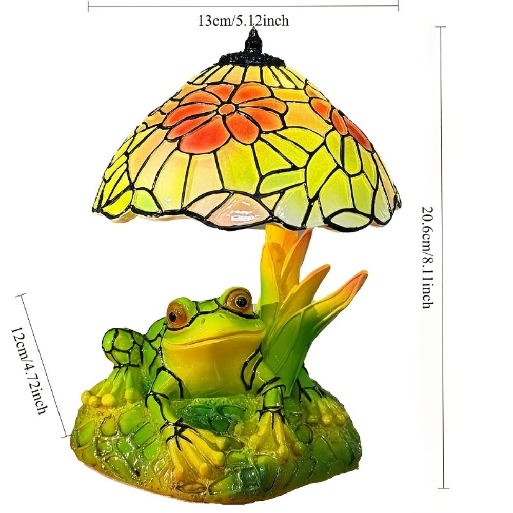 3D Frog Table Lamp Floral Painted Flower Night Light Warm Ambiance Home Decor Bedside Office Desk Study Decor Wedding Birthday Holiday Gift Cute Room Decor
