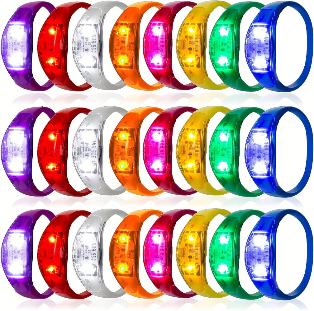 Sound Activated Light Up Bracelets Bulk 20/50 Pcs Glow Wristbands Voice Controlled Flashing LED Bracelet for Concerts Rave Party Events Festival Accessories