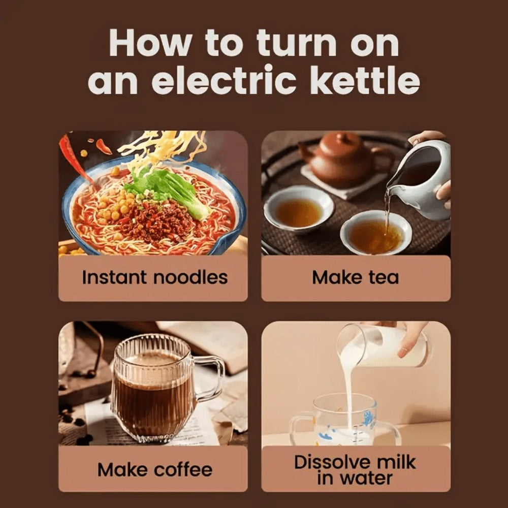 Electric Kettle Stainless Steel 2L Large Capacity - 1000W Fast Boiling Water Kettle with Seamless Interior Safe Odor-Free Design for Family Kitchen Gatherings 67.63oz Black