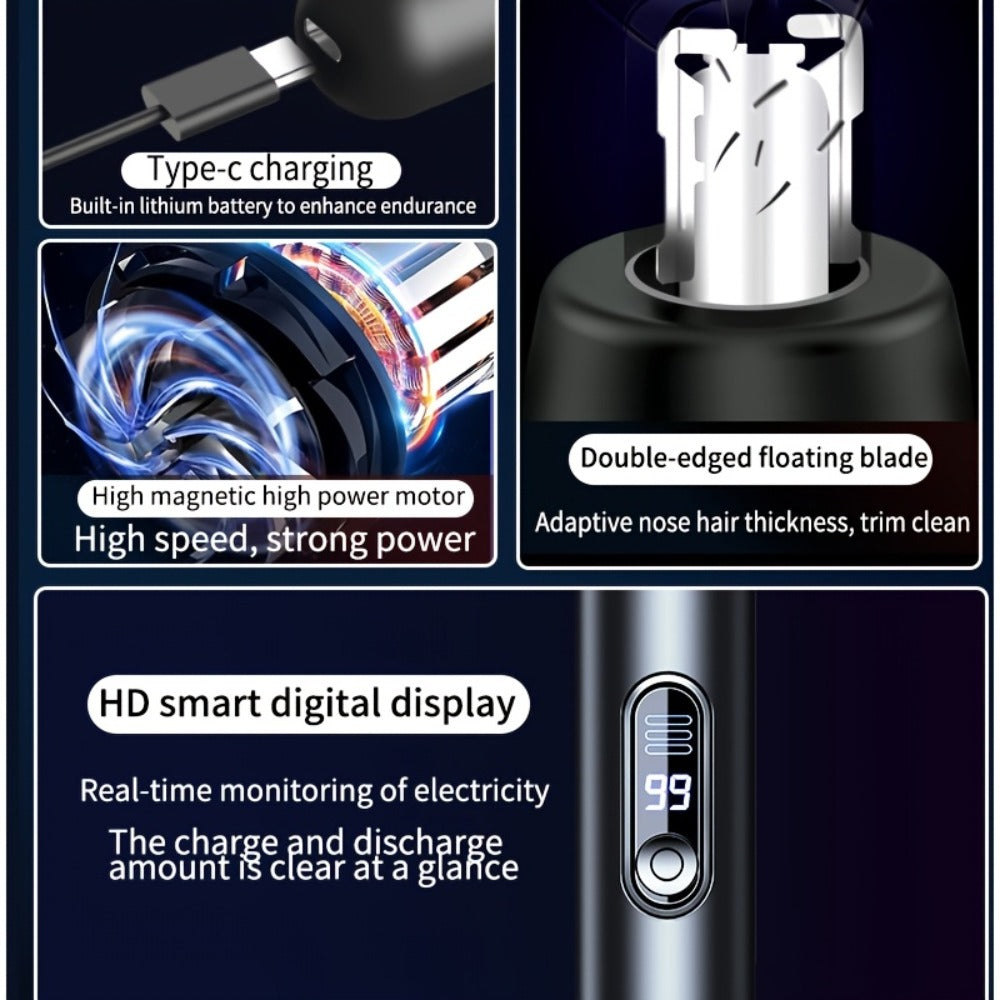 Electric Nose Trimmer with LED Display ¨C USB Rechargeable Painless Facial Hair Removal Device for Men & Women, Nose Ear & Eyebrow Trimmer, Upgraded Grooming Tool, Ideal Gift