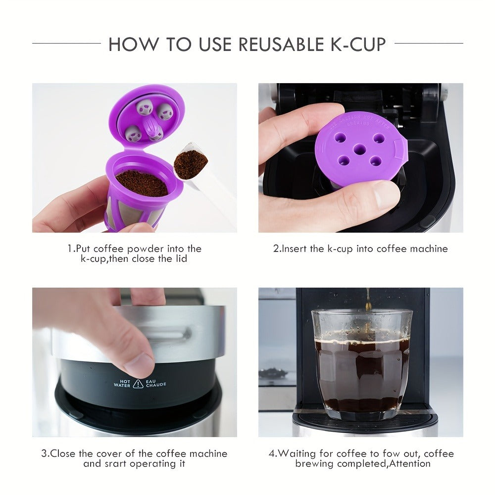 Reusable K-Cup Coffee Pods Set of 6 ¨C Refillable Coffee Filters Compatible with Keurig K-Supreme & K-Supreme Plus, Use Your Own Ground Coffee, Eco-Friendly & BPA-Free ¨C Black, Purple, Mixed