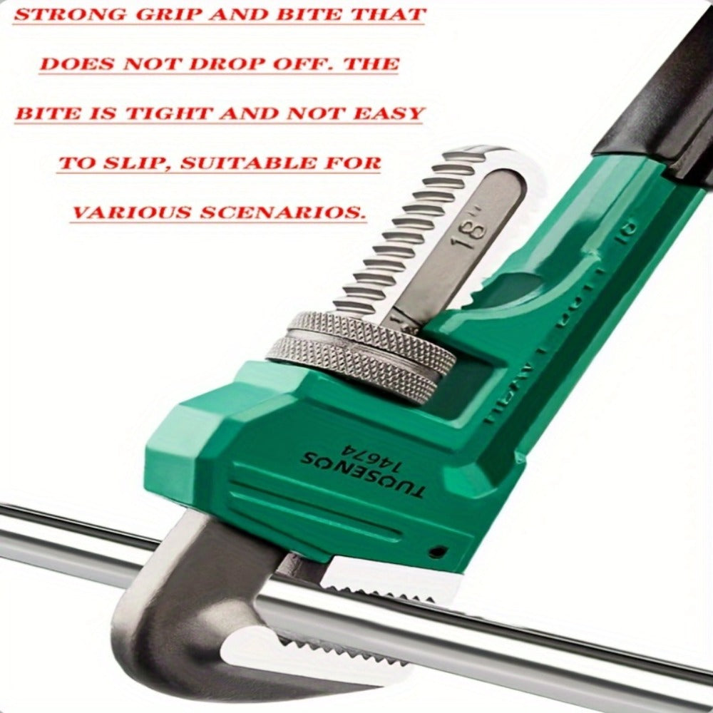Pipe Wrench Professional Heavy Duty - 8¡±, 12¡± & 18¡± CR-V Alloy Steel Plumbing Wrench, Non-Slip Ergonomic Handle, 1500 lbs Torque, Fits 1/2¡±-4¡± Pipes, for Plumbing, Automotive & Industrial Use