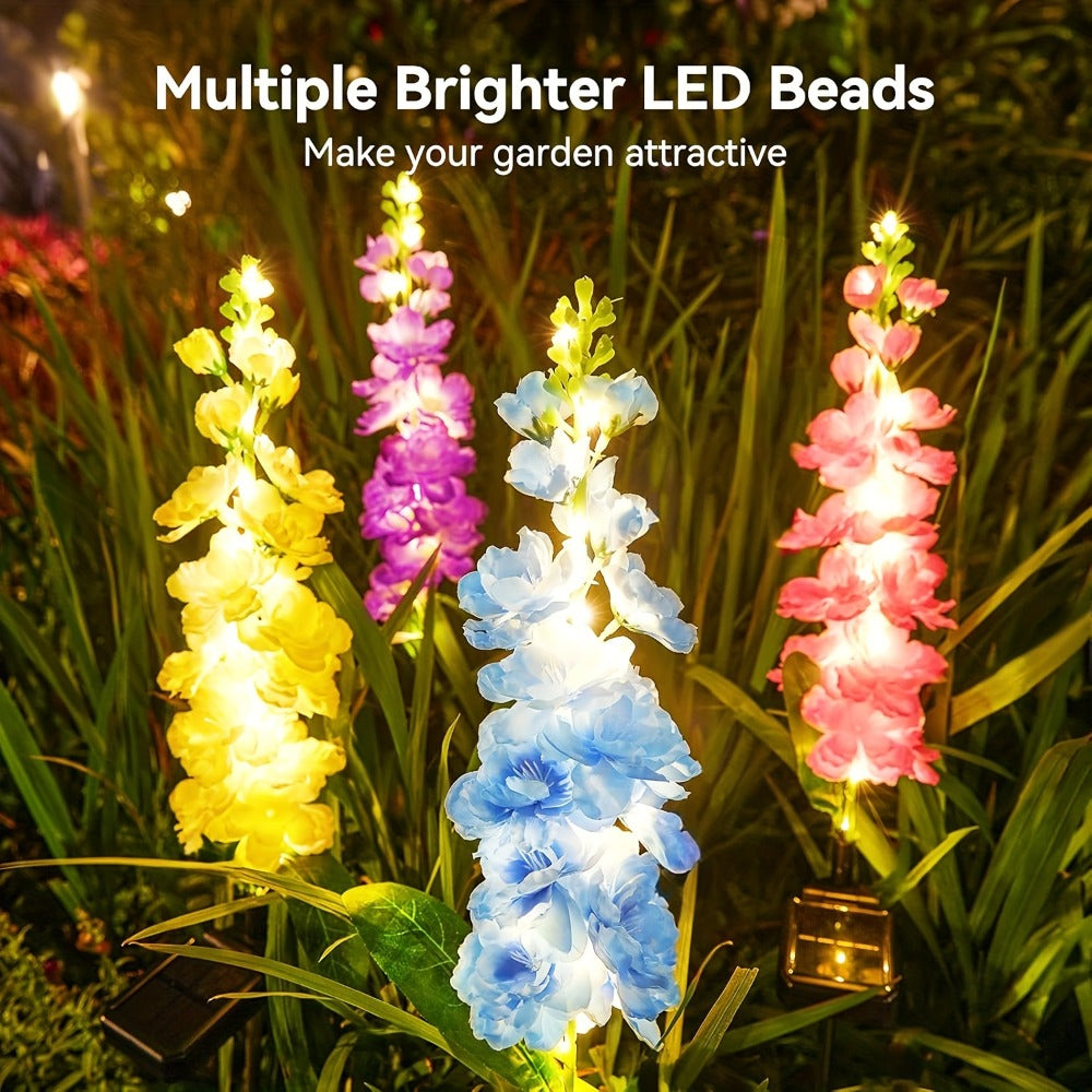 Solar Garden Lights Outdoor - 2 Pack 27 Inch Delphinium Flower Stake Lights with 36 LEDs & 600mAh Battery | Waterproof Solar Yard Lights for Patio, Lawn & Garden Decor | Mother's Day Gift