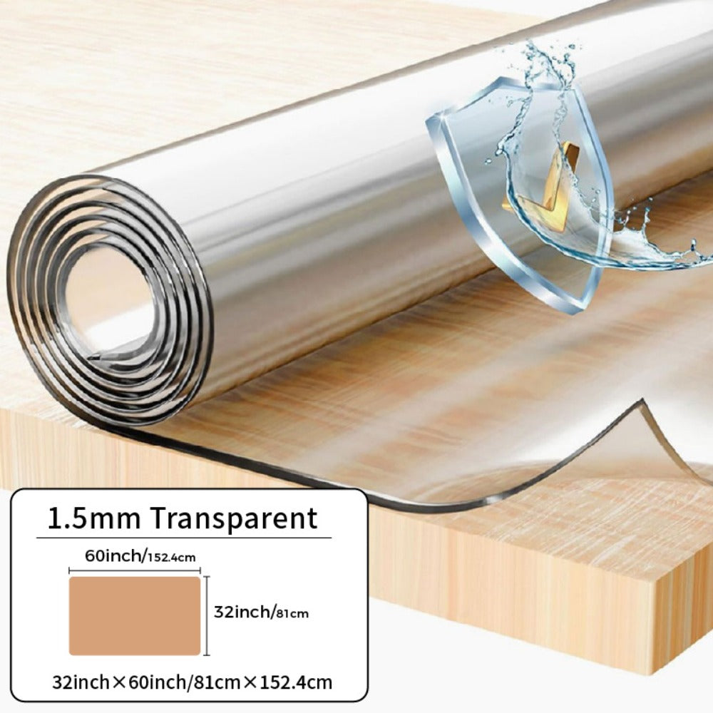 Clear PVC Tablecloth Table Protector 1.5mm Thick Transparent Table Cover Heat Resistant Scratch Resistant Waterproof Desk Mat for Dining Table Home Office Restaurant Coffee Table Multiple Sizes