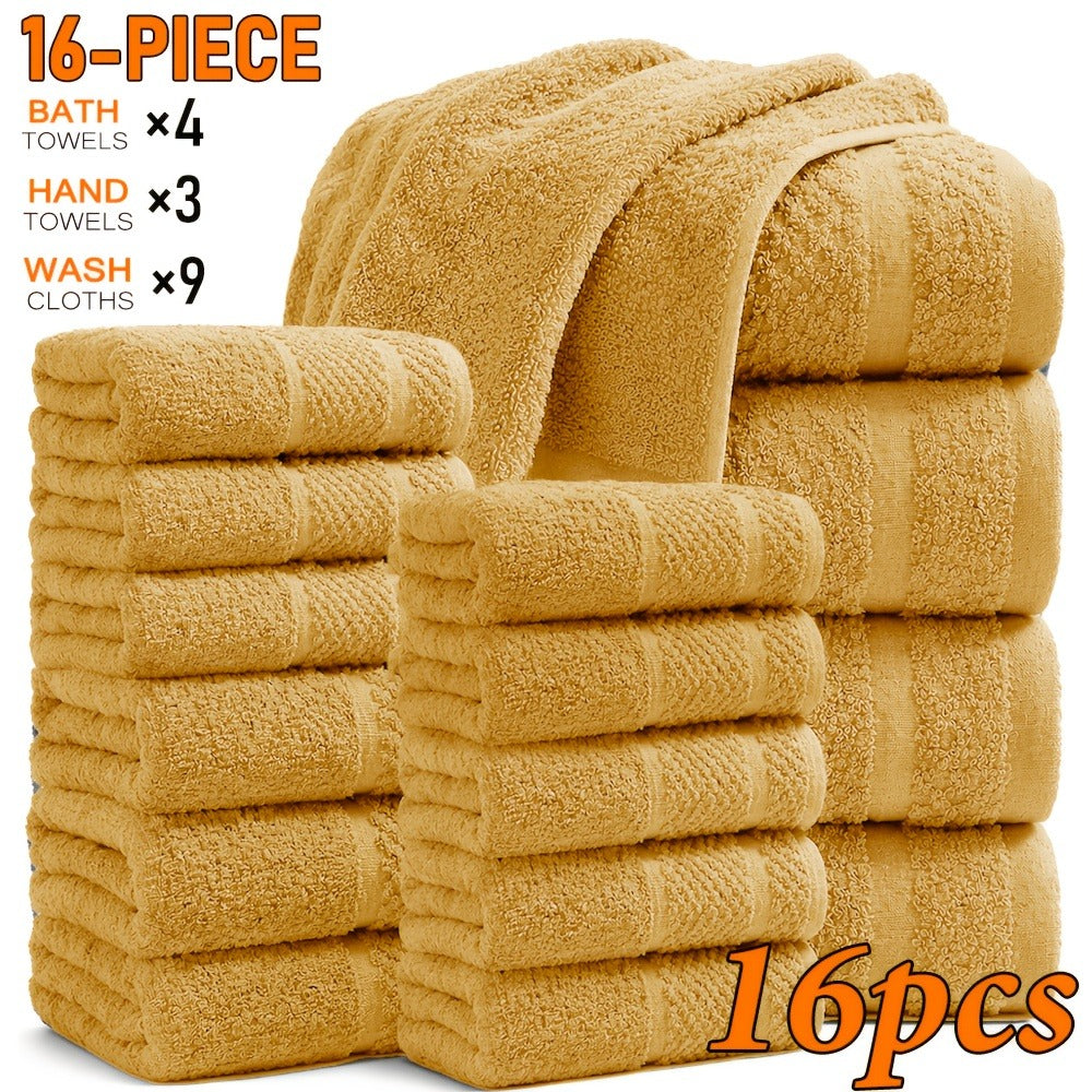 Bath Towel Set 450GSM Soft Absorbent - 12 16 18 Piece Cotton Blended Solid Color Bathroom Towels Set for Bath Hand Face | Hotel Spa Quality | Travel Shower Home | Multiple Colors & Sizes Available
