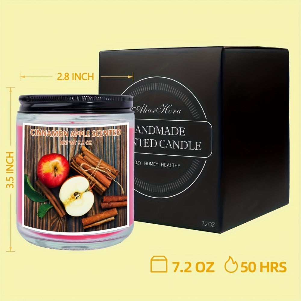 Scented Candle Soy Wax ¨C Pumpkin & Apple Cinnamon Fall Autumn Jar Candle, 7.2oz 50+ Hour Burn, Cozy Home Fragrance Gift for Women & Men, Friends, Family & Coworkers, Christmas & Valentine's Day