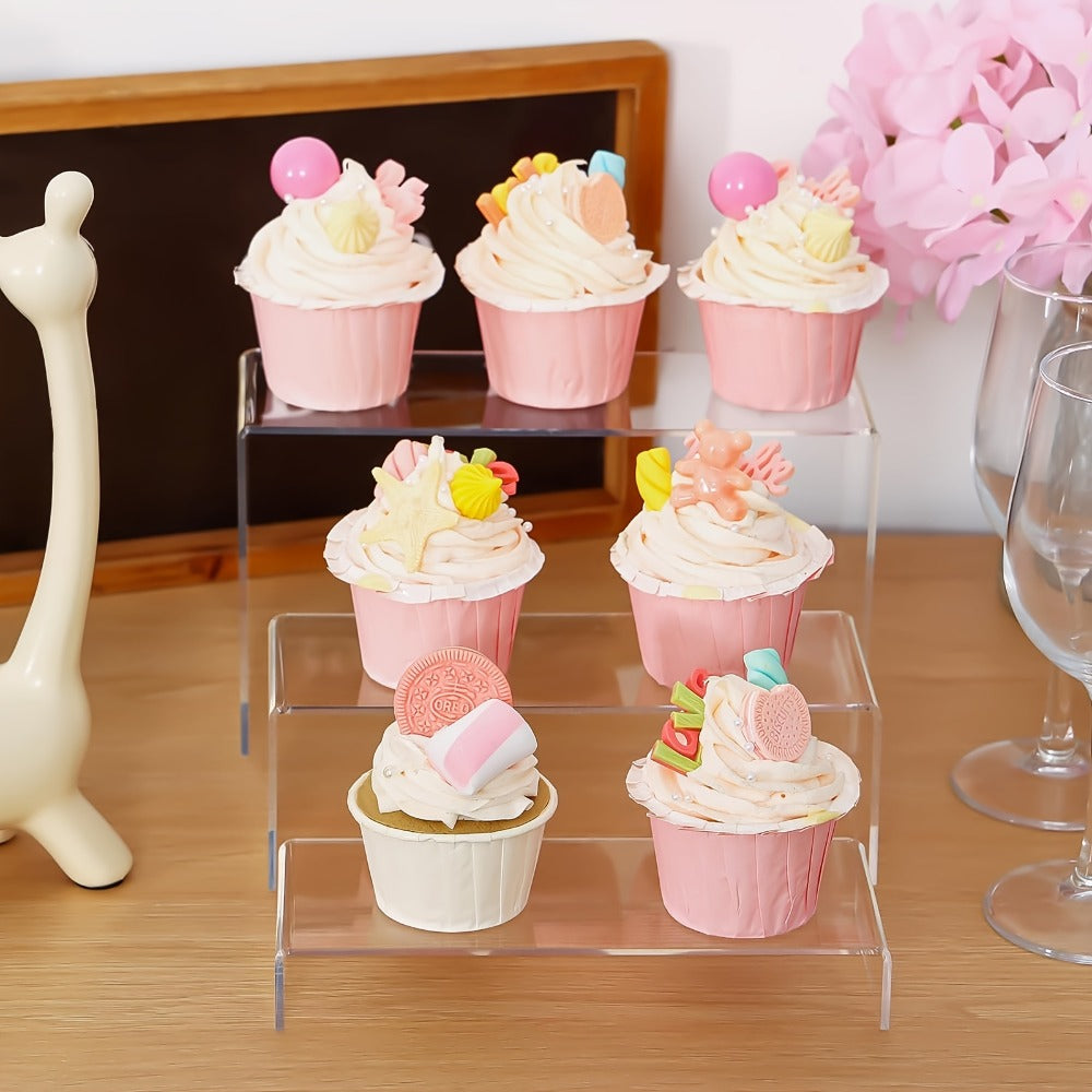 Clear Acrylic Risers Display Stands Set Funko Pop Cupcake Jewelry