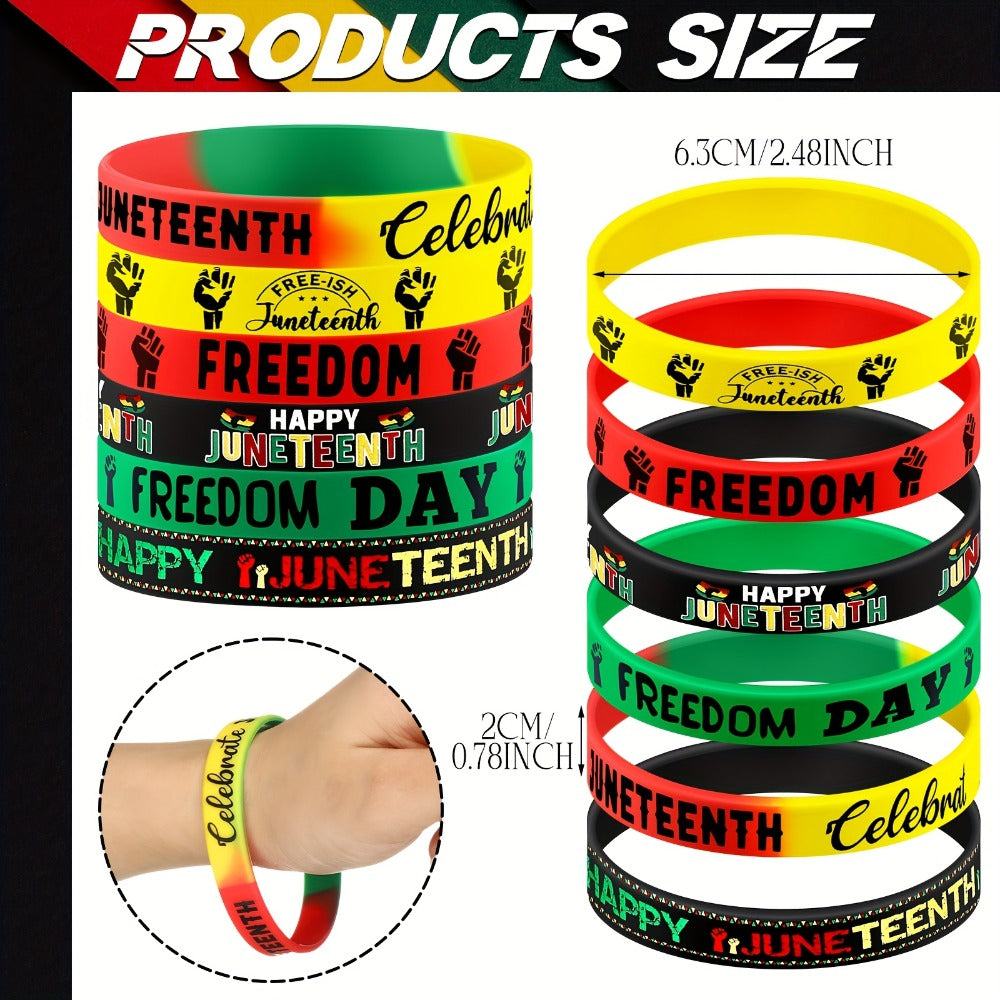 Juneteenth Bracelets Bulk 120pcs 1865 Black Freedom Day Wristbands Happy Juneteenth Party Favors Black American Independence Bracelets for Adults Classic Style Gift for Her Him