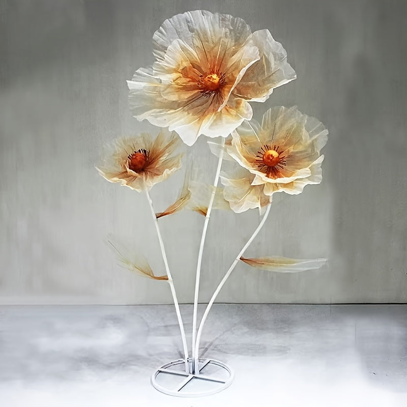 Artificial Silk Peony Flowers Giant Set of 3 Large Fake Flowers with Base & Branches for Wedding, Birthday Party, Home Decor & Window Display ¨C 8 Colors