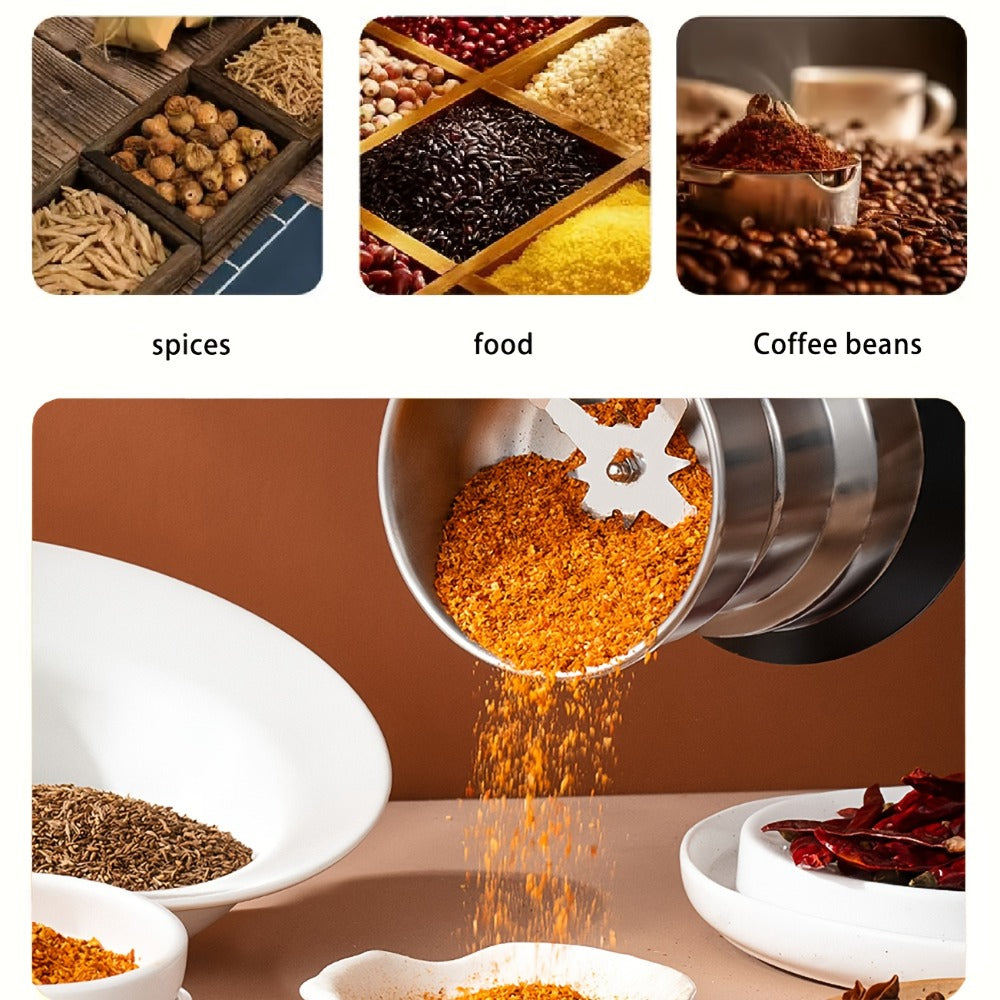 Electric Coffee Grinder 300W High Power Spice Grinder for Coffee Beans Spices Seeds and Grains Multifunctional One-Touch Grinding Machine for Home Kitchen