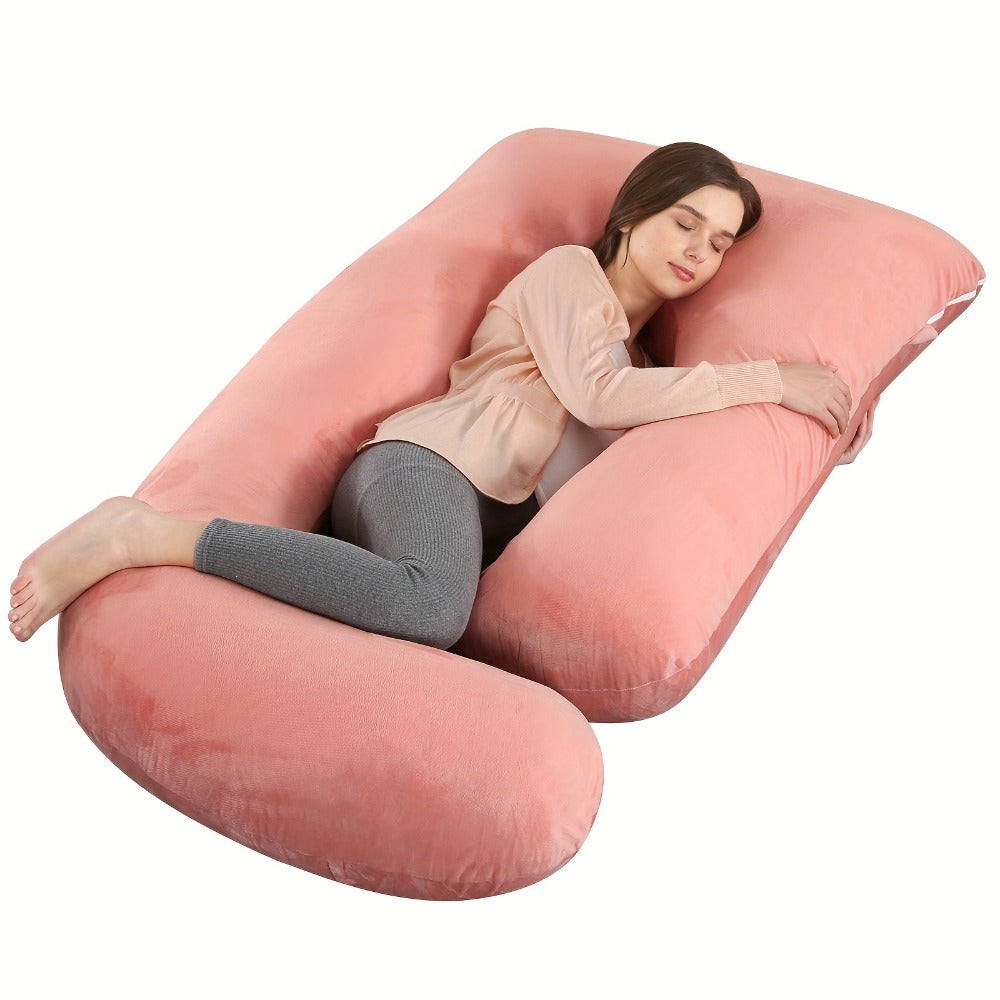 Pregnancy Pillow J-Shape 60 Inch Full Body Maternity Pillow with Velvet Cover ¨C Back Leg Belly Support for Pregnant Women Side Sleeper Body Pillow Multiple Colors