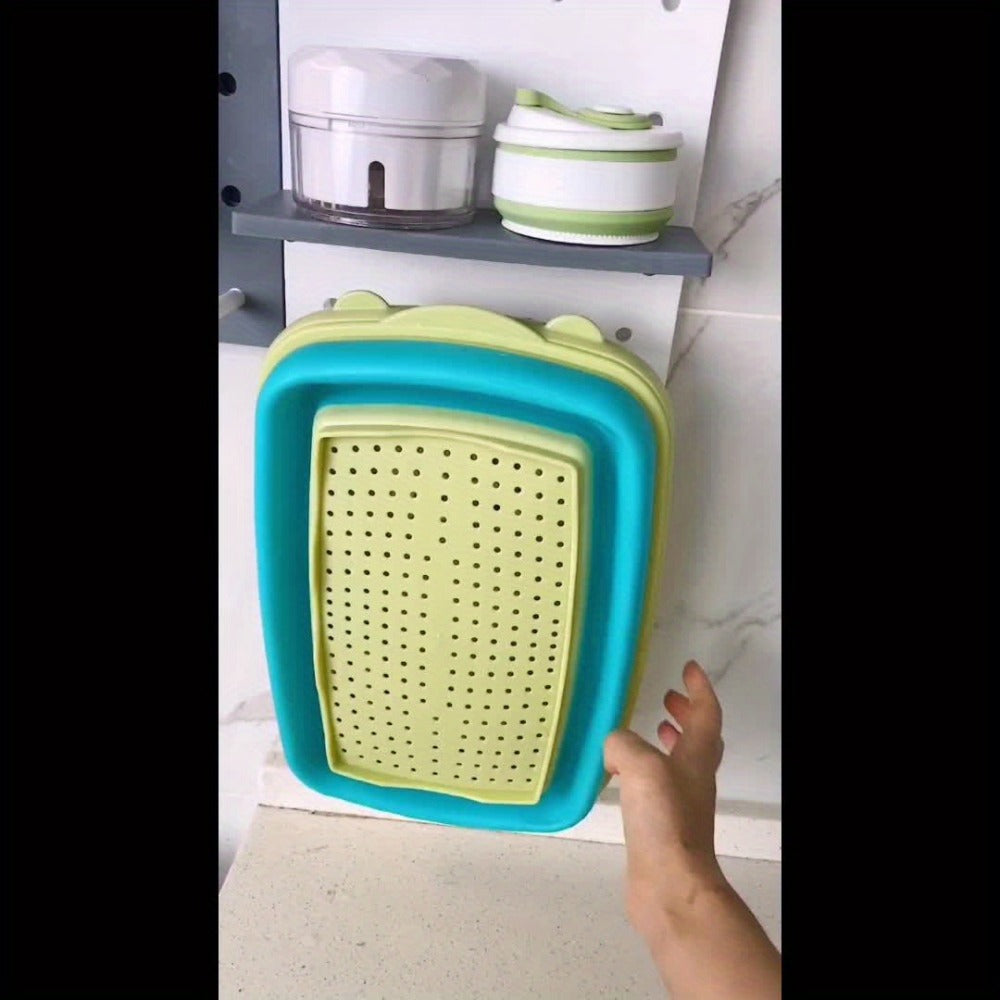 Cutting Board Set 9-in-1 Foldable Chopping Board with Colander Vegetable Wash Basket Drain Basket Kitchen Prep Board Camping BBQ Outdoor Cooking Tool Space Saving Portable Gift