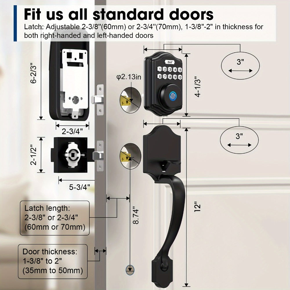 Keypad Deadbolt Lock Fingerprint Keyless Entry ¨C Electronic Door Lock with Code Fingerprint & Key, 300 Users Temporary Code for Front Door Home Office