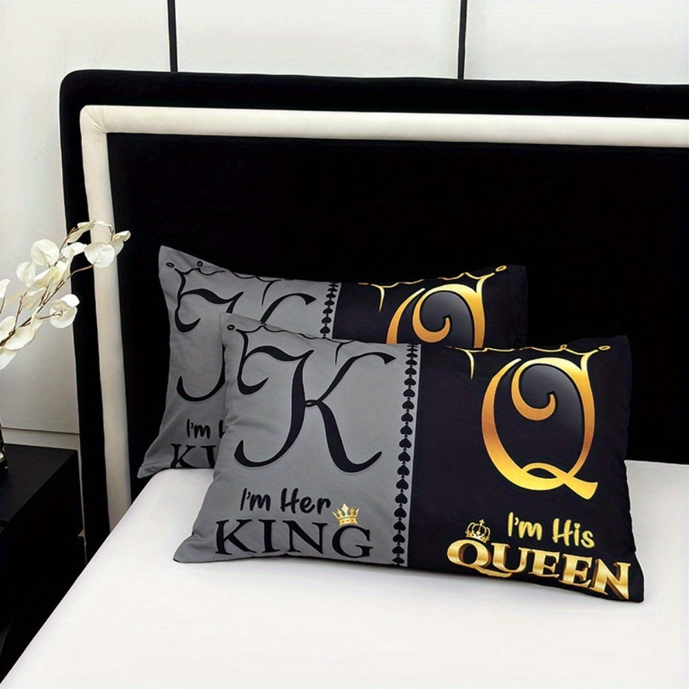 Duvet Cover Set 3pcs Soft Crown Print Bedding with 2 Pillowcases Twin Full Queen King All Seasons