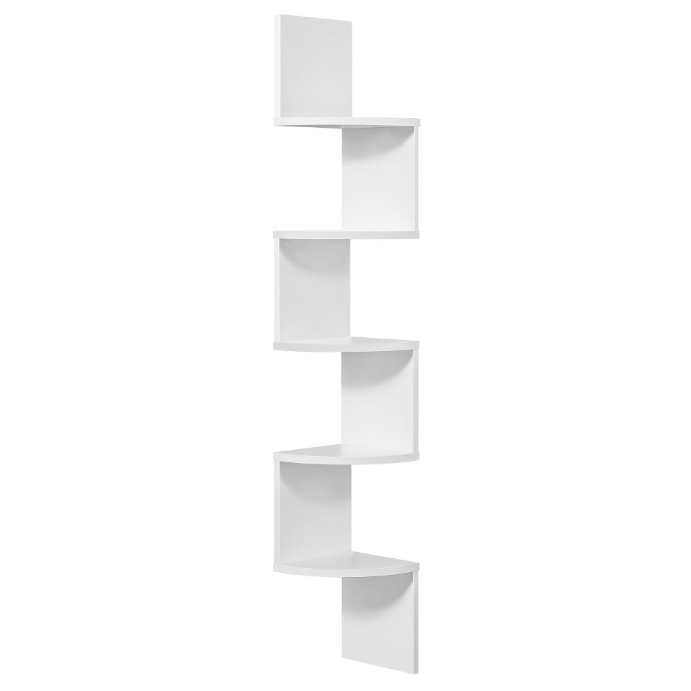 Corner Floating Shelf 5-Tier Wall Mount, Space Saving Storage Rack for Bedroom Living Room, Radial Display Organizer, Easy Install, 7.9¡±¡Á7.9¡±¡Á49.6¡±, Black White Brown Greige Beige