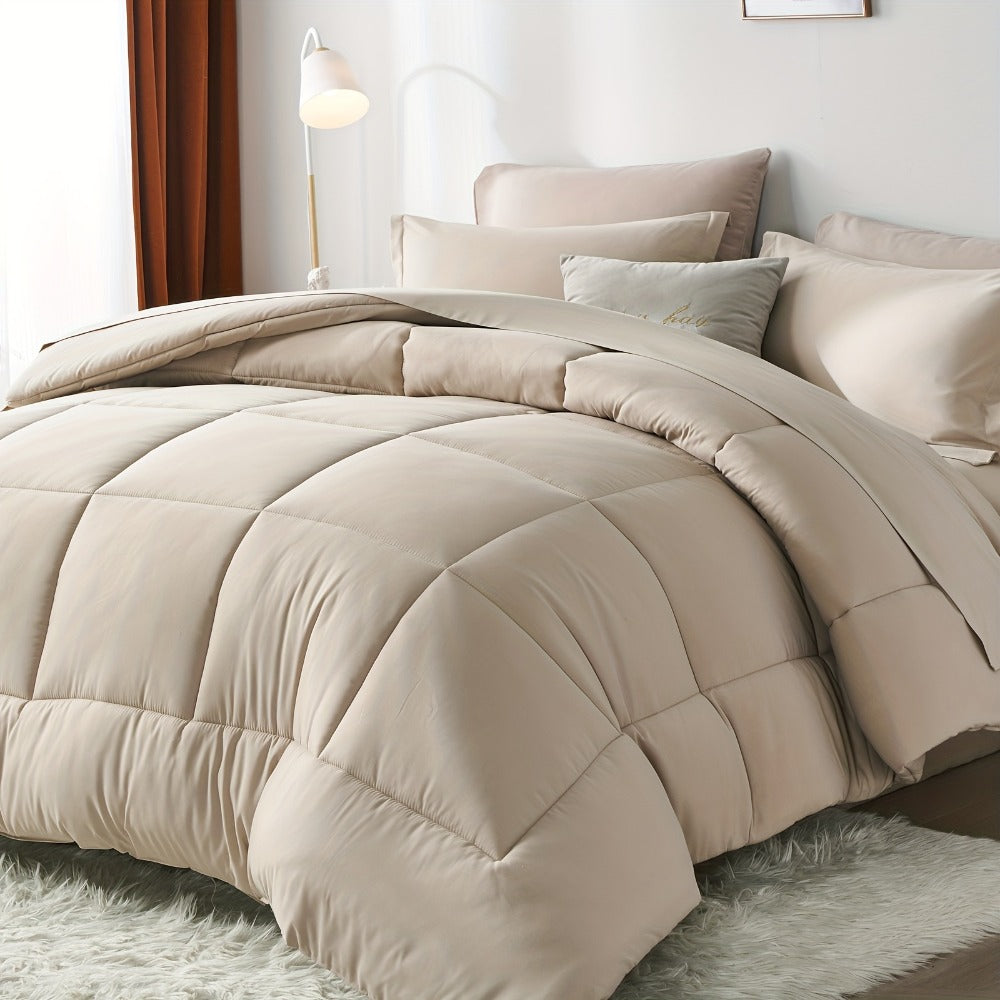 Comforter Set Soft Breathable Microfiber Bed in a Bag with Fitted Sheet Flat Sheet Pillowcases & Shams ¨C All Season Fluffy Checkered Bedding Set Twin Full Queen King