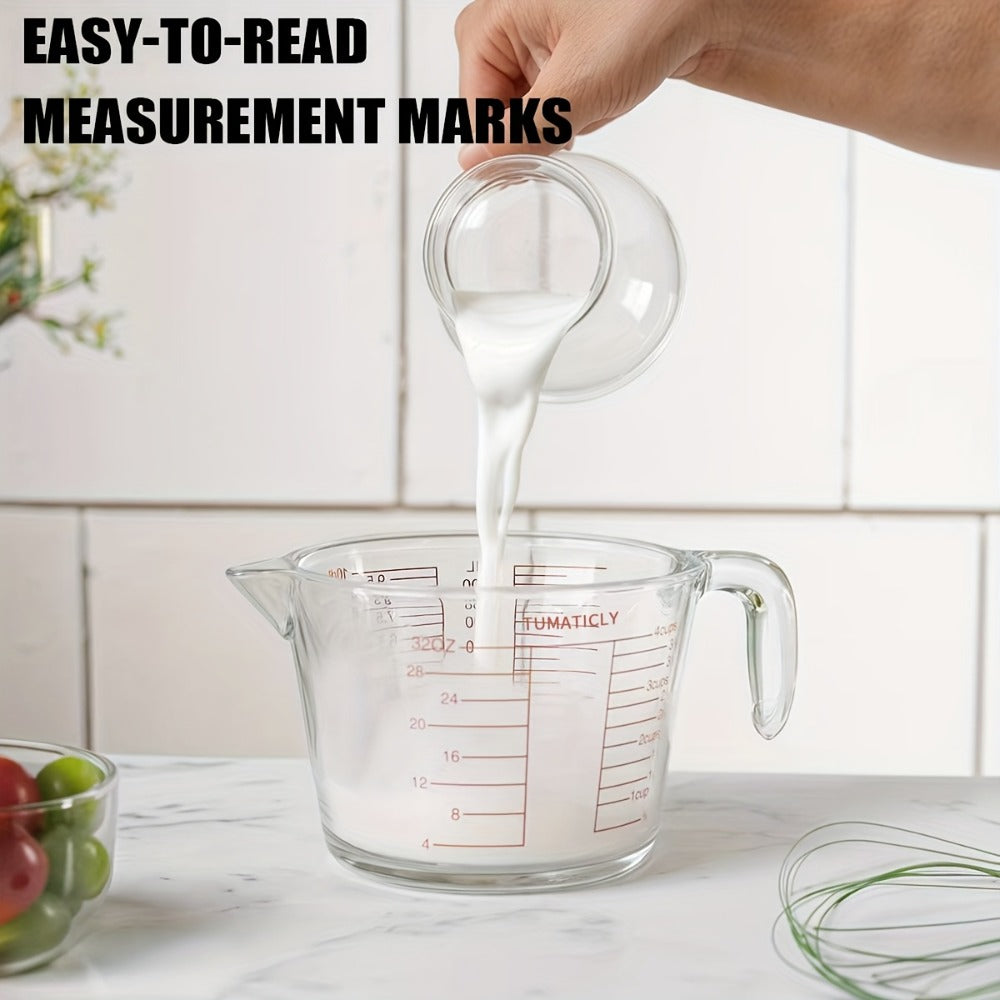 Glass Measuring Cups Set 1/3pcs Tempered Glass 11.83oz 16.91oz 33.81oz Transparent with Handle Dishwasher Microwave Freezer Oven Safe