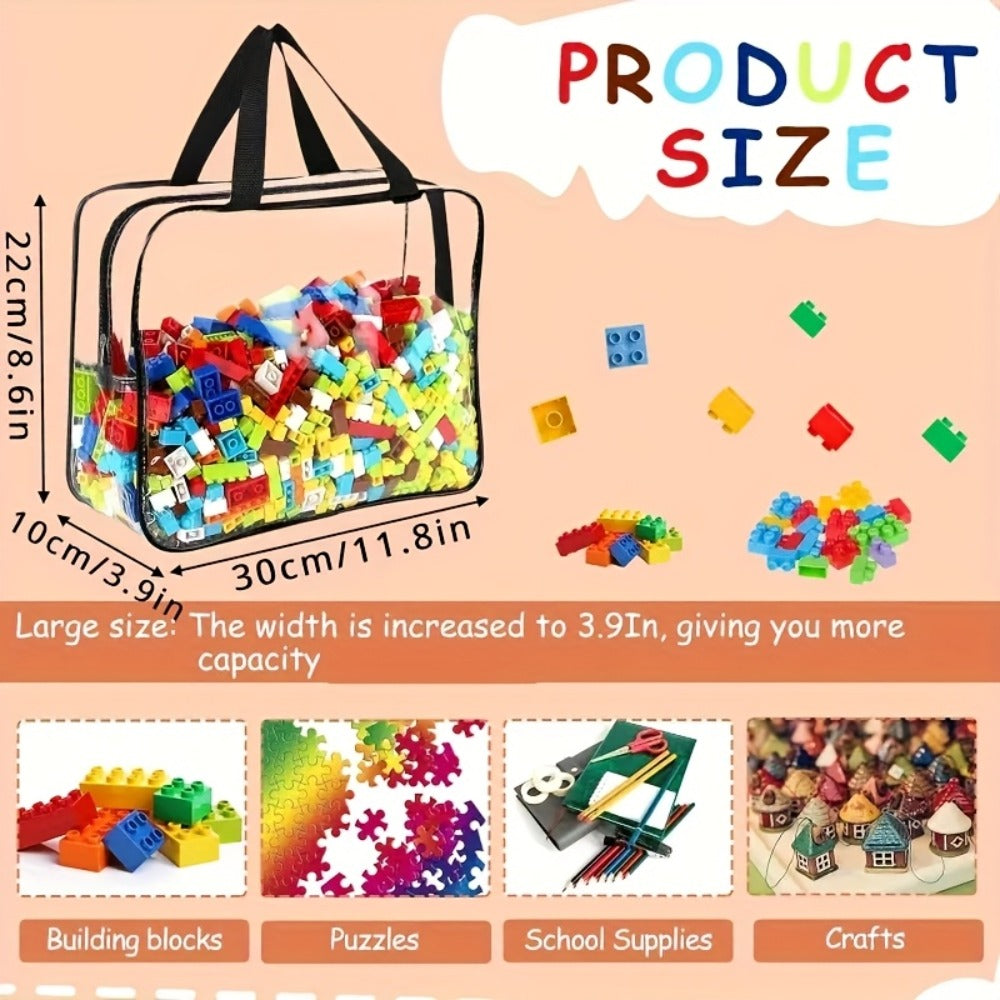 Clear PVC Storage Bags Set of 4 - Transparent Zipper Organizer Bags, Foldable Portable Multi-Use Storage for Home Travel