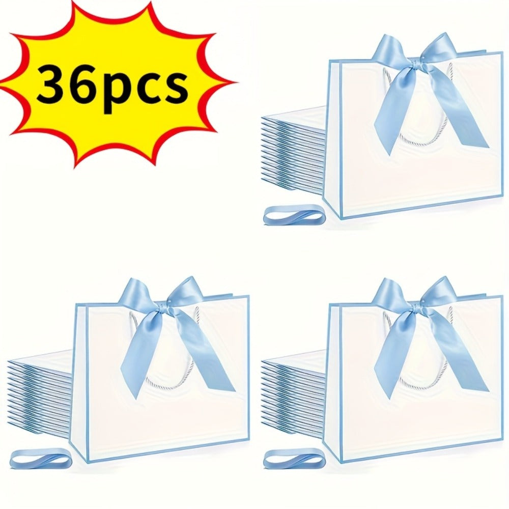 Gift Bags with Handles for Party Favors - Butterfly Ribbon Thank You Bags Wedding Baby Shower Birthday Bridesmaid Housewarming Autumn Celebration Elegant Packaging 12 24 36pcs