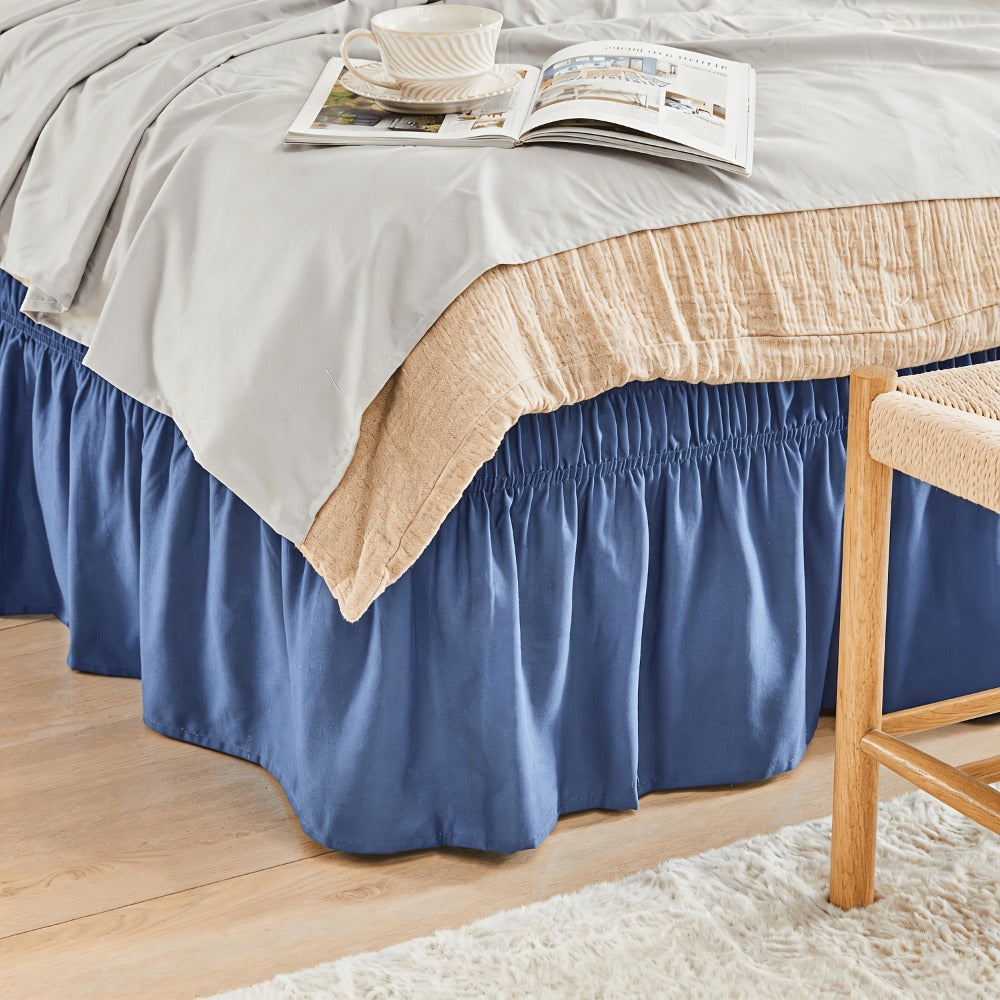 Ruffled Bed Skirt with Adjustable Elastic - Twin Full Queen King, 15-Inch Drop, Machine Washable, 30 Colors