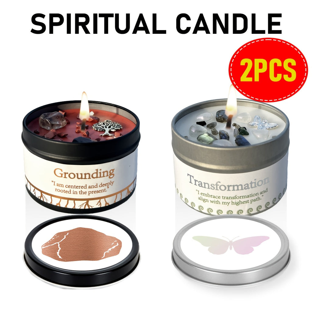 Manifestation Candles Scented Soy Wax with Crystal & Guidance Card for Meditation Yoga Focus | Law of Attraction Abundance Candle | Christmas Birthday Gift for Women