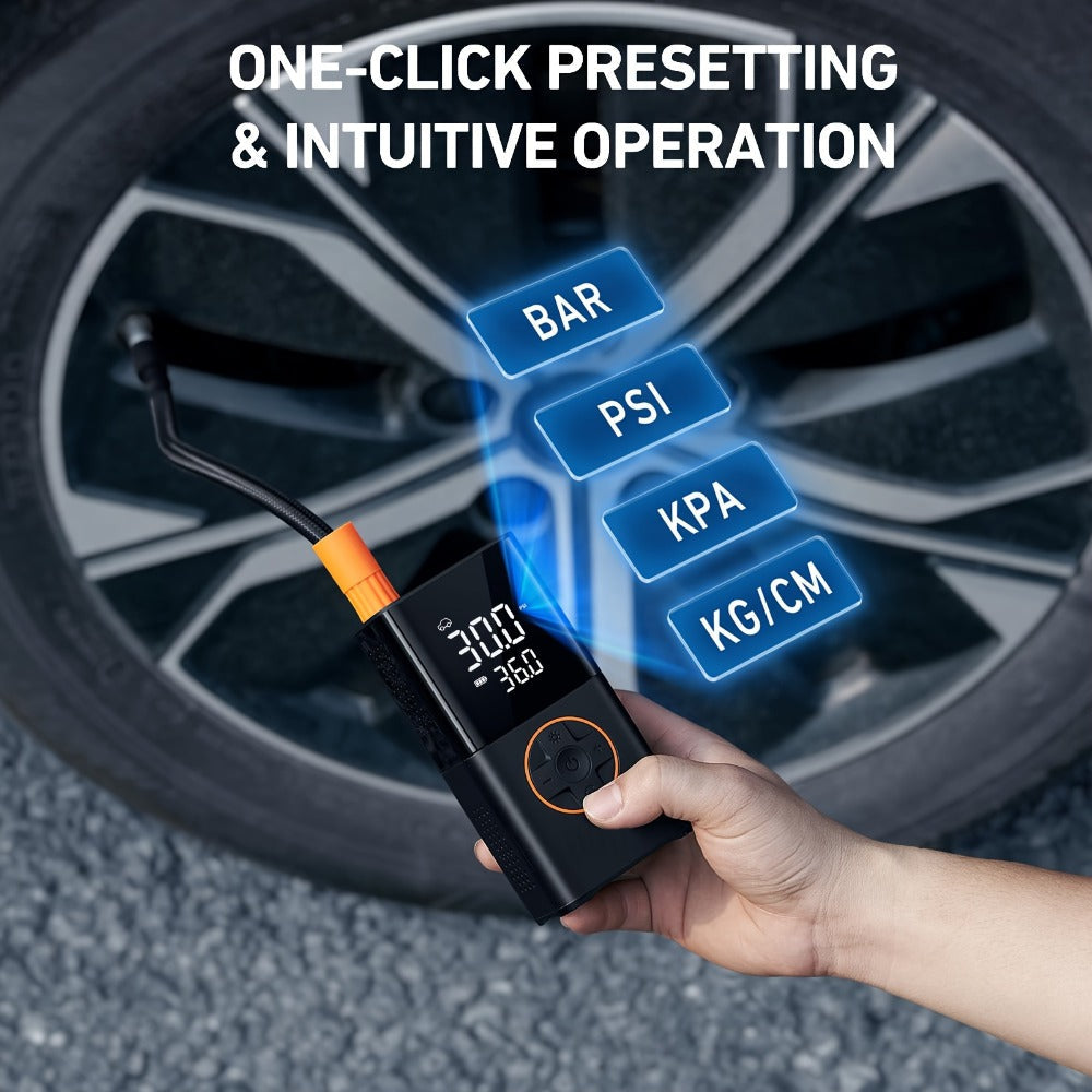 Portable Tire Inflator Air Compressor - 160 PSI 20000mAh Cordless Tire Pump 4X Faster with LED Light for Car, Bicycle, Motorcycle & Ball