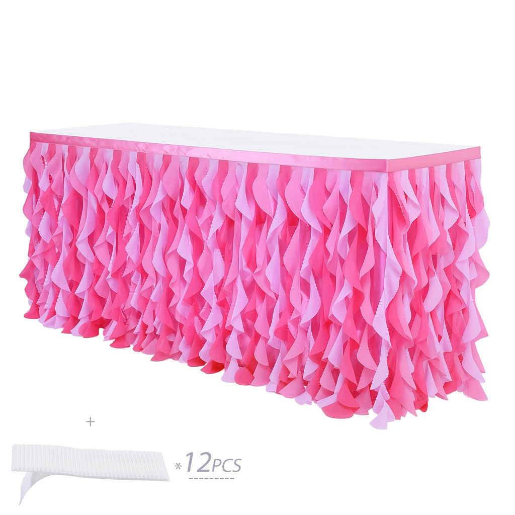 Tutu Table Skirt 6ft ¨C Ruffle Curly Willow Tulle Table Skirt for Rectangle & Round Tables, Birthday Party, Wedding, Baby Shower, Christmas & Halloween Decoration, Multiple Colors