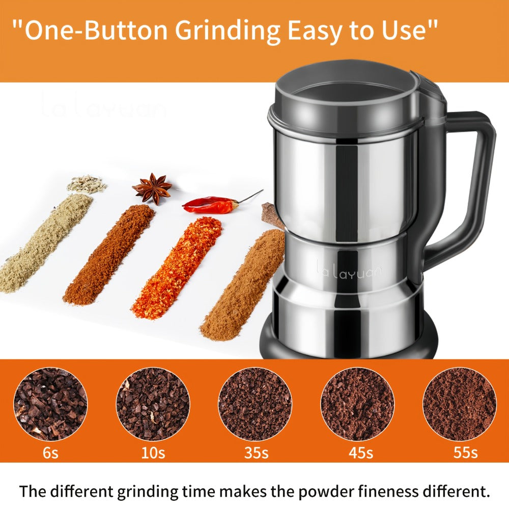Coffee Bean Grinder 300W 8-Blade Stainless Steel 400g 14oz Large Capacity Up to 36 Cups 10-Second Fast Grinding Spice Grain Nut Dry Food Processor One-Touch Button