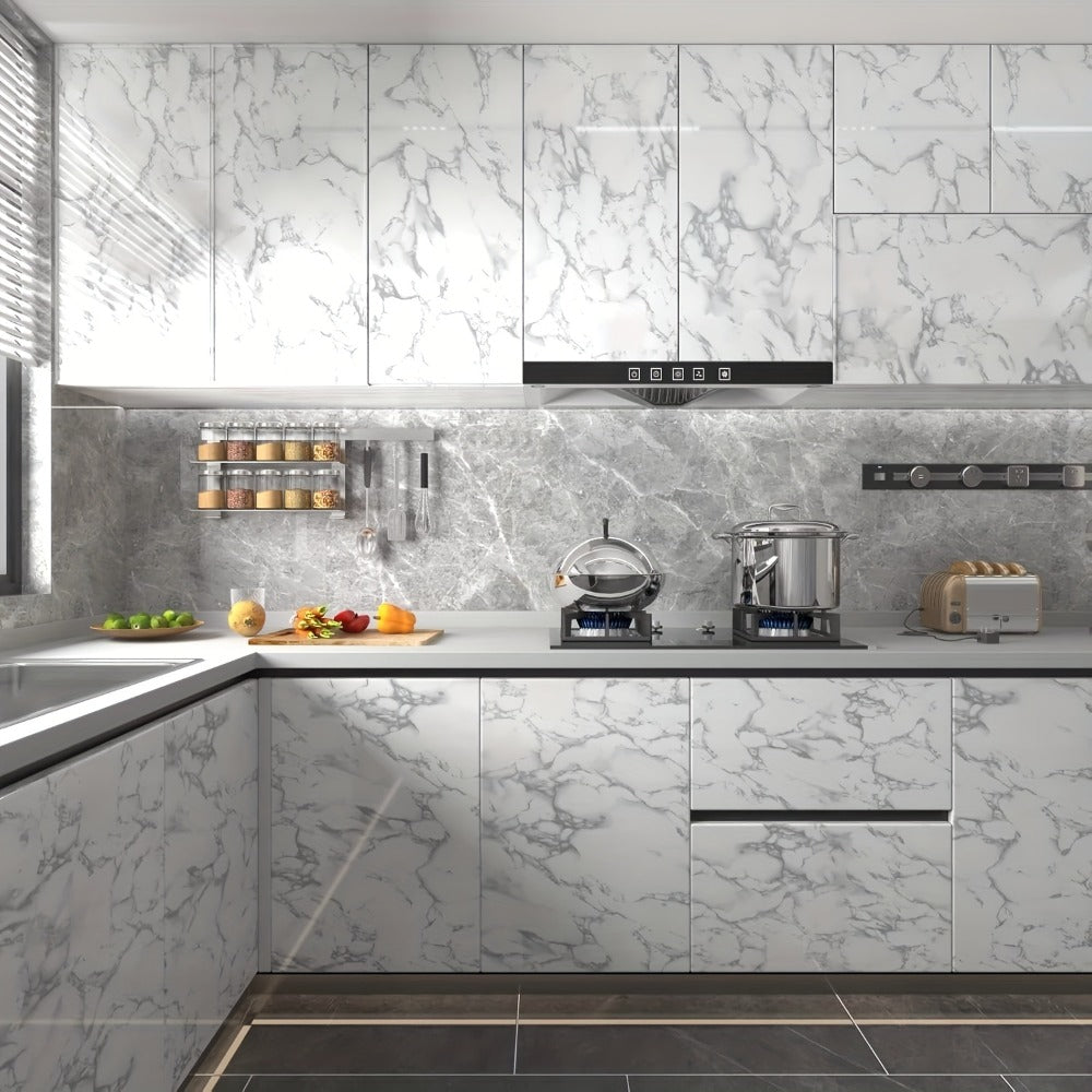 Marble Peel and Stick Wallpaper Roll - Waterproof Oil-Proof Self-Adhesive Wall Contact Paper for Kitchen Backsplash Bathroom Countertop