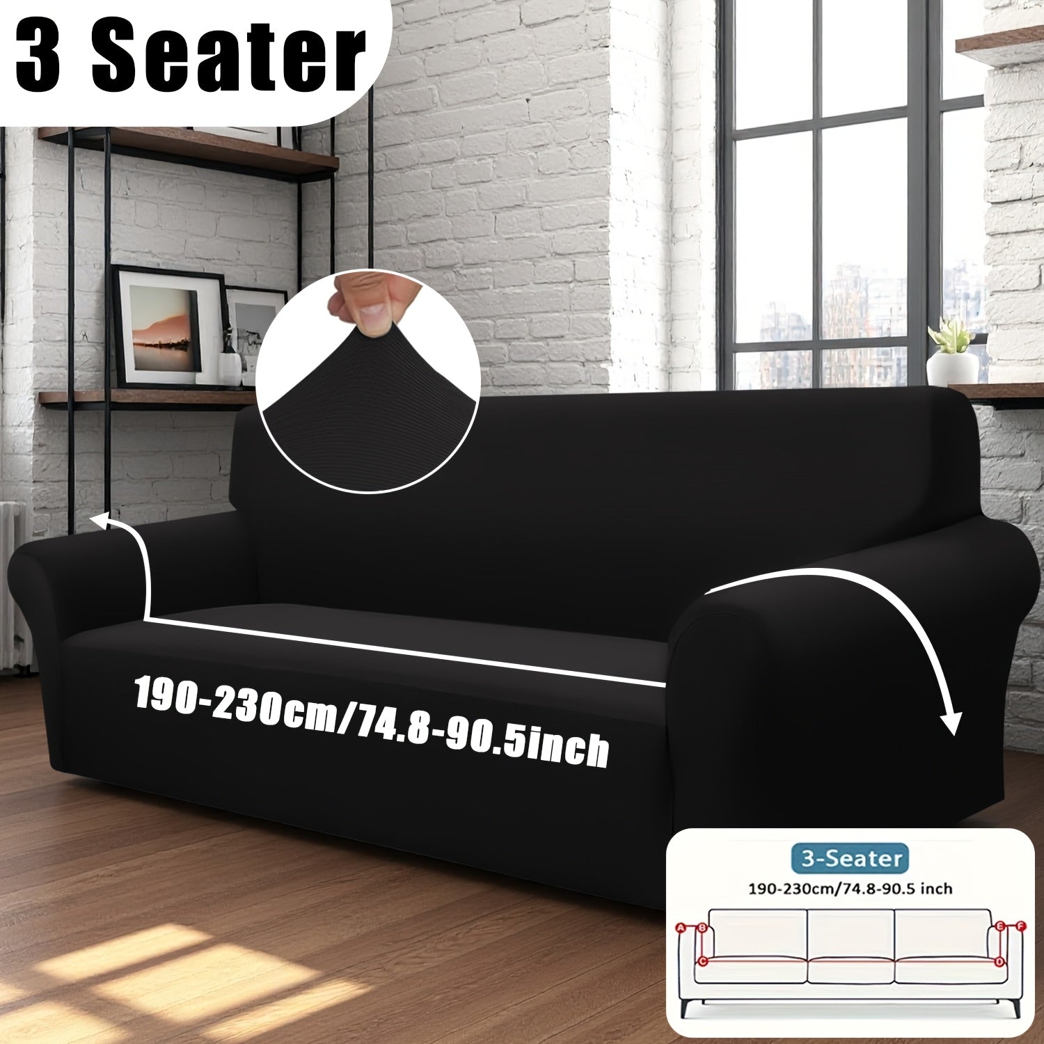 Stretch Sofa Cover Elastic Band | Milk Fiber Fabric Slipcover, Machine Washable Polyester Spandex, 1 to 4 Seater Armchair Couch Cover, Red Gray Blue Black Coffee, Home Decor