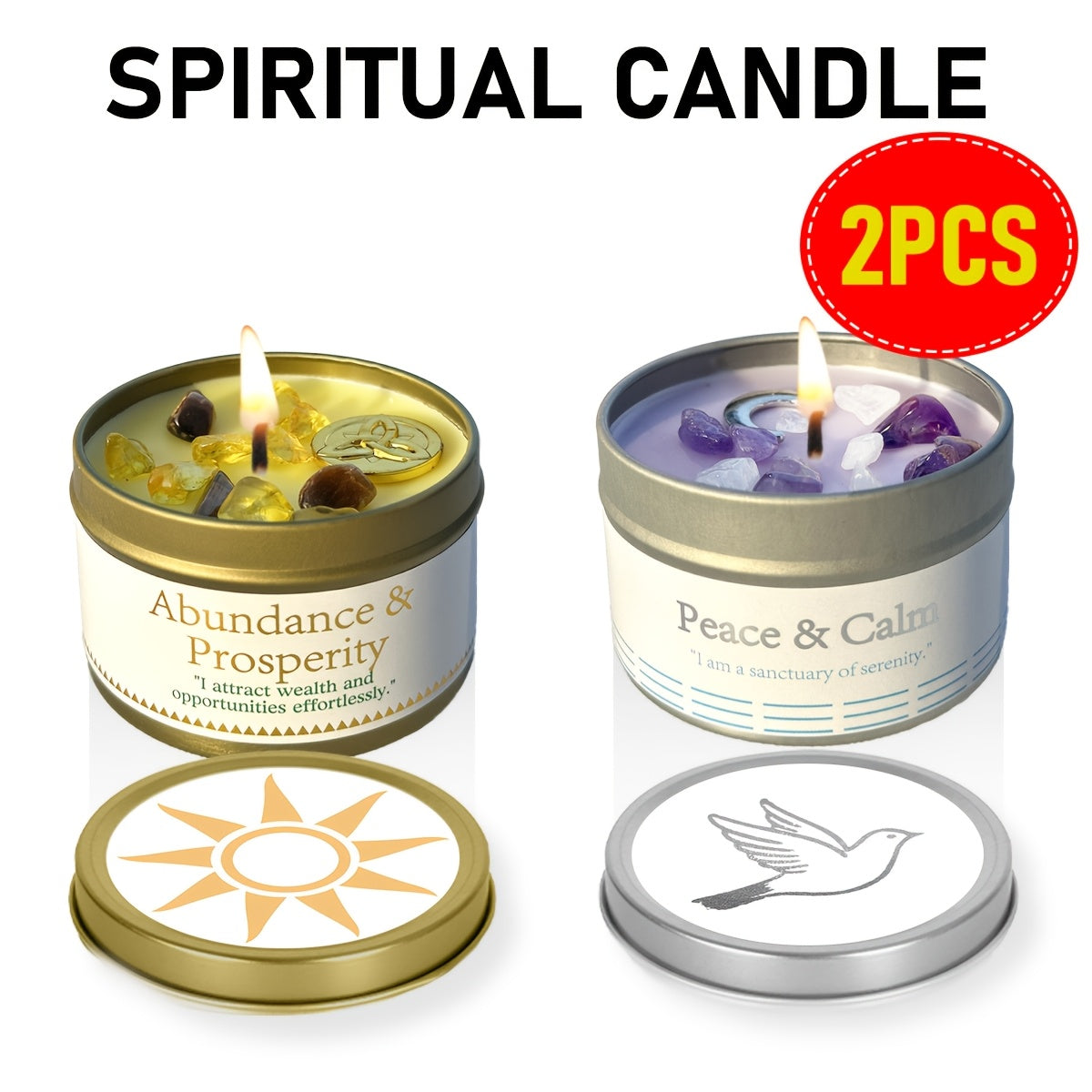 Manifestation Candles Scented Soy Wax with Crystal & Guidance Card for Meditation Yoga Focus | Law of Attraction Abundance Candle | Christmas Birthday Gift for Women
