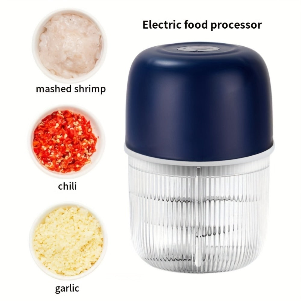 Electric Garlic Chopper USB Rechargeable Mini Food Chopper with 800mAh Battery - Portable Vegetable Garlic Grinder Onion Blender for Garlic Ginger Chili Fruits Meats - Kitchen Gadget Gift