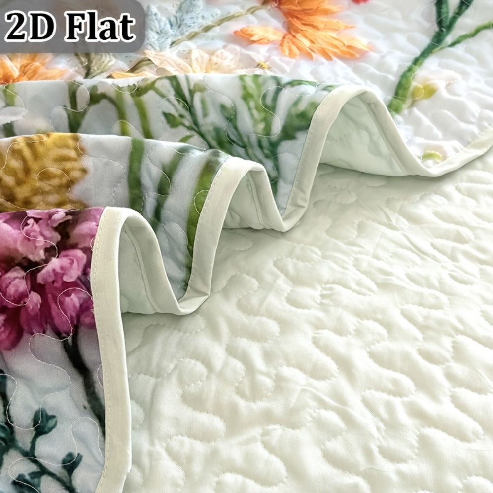 Comforter Set 2 3 Piece Colorful Floral Print Quilt with Pillowcases, Soft Breathable Hypoallergenic Machine Washable Quilted Bed Cover for Twin Full Queen King, Boho Flower Bedding Room Decor