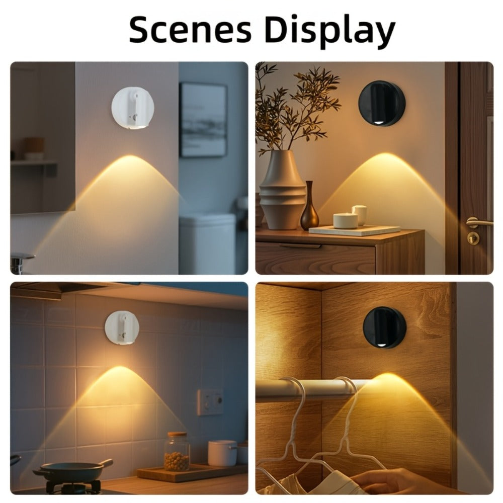 Wireless LED Spotlight Indoor 2 Pack Remote Control 3-Color Adjustable Motion Sensor Magnetic USB Rechargeable Wall Light for Bedroom Corridor Art Display