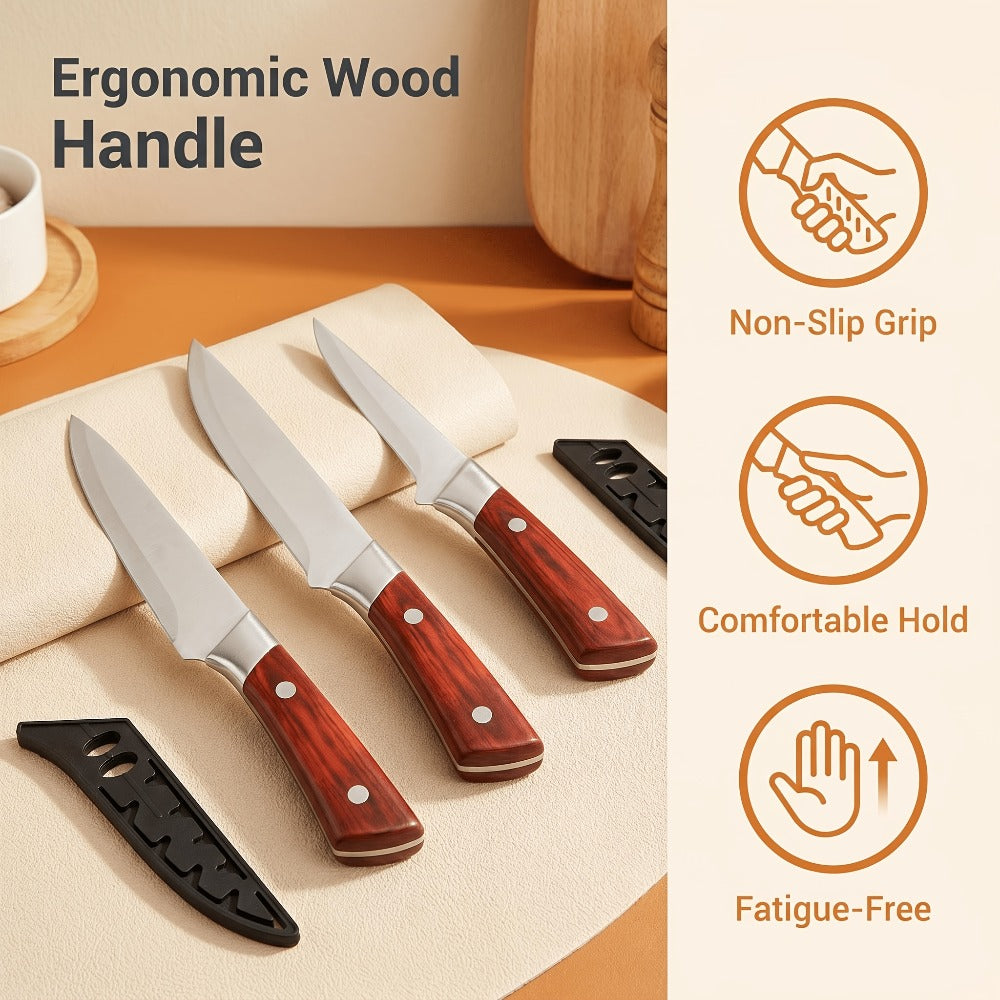 Kitchen Knife Set 3-Piece Hand Forged Stainless Steel Chef Knives with Boning Fillet & Carving Blades ¨C Professional Butcher Set for Meat Cutting BBQ Father's Day Gift