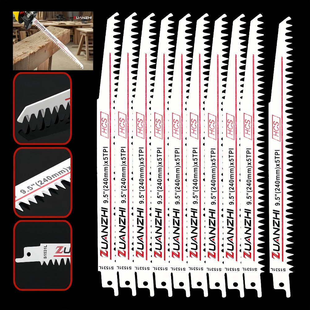 Wood Cutting Reciprocating Saw Blades 10PCS S1531L for Garden Pruning Branch Trimming Tree Cutting Sawzall Blade Set Compatible with Most Reciprocating Saws